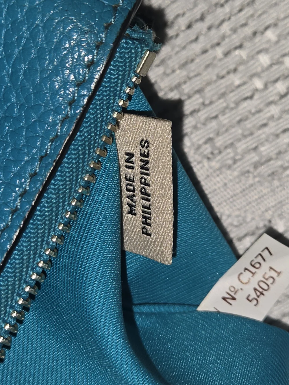 Coach Teal & Navy Large Leather Double Zip Wristlet